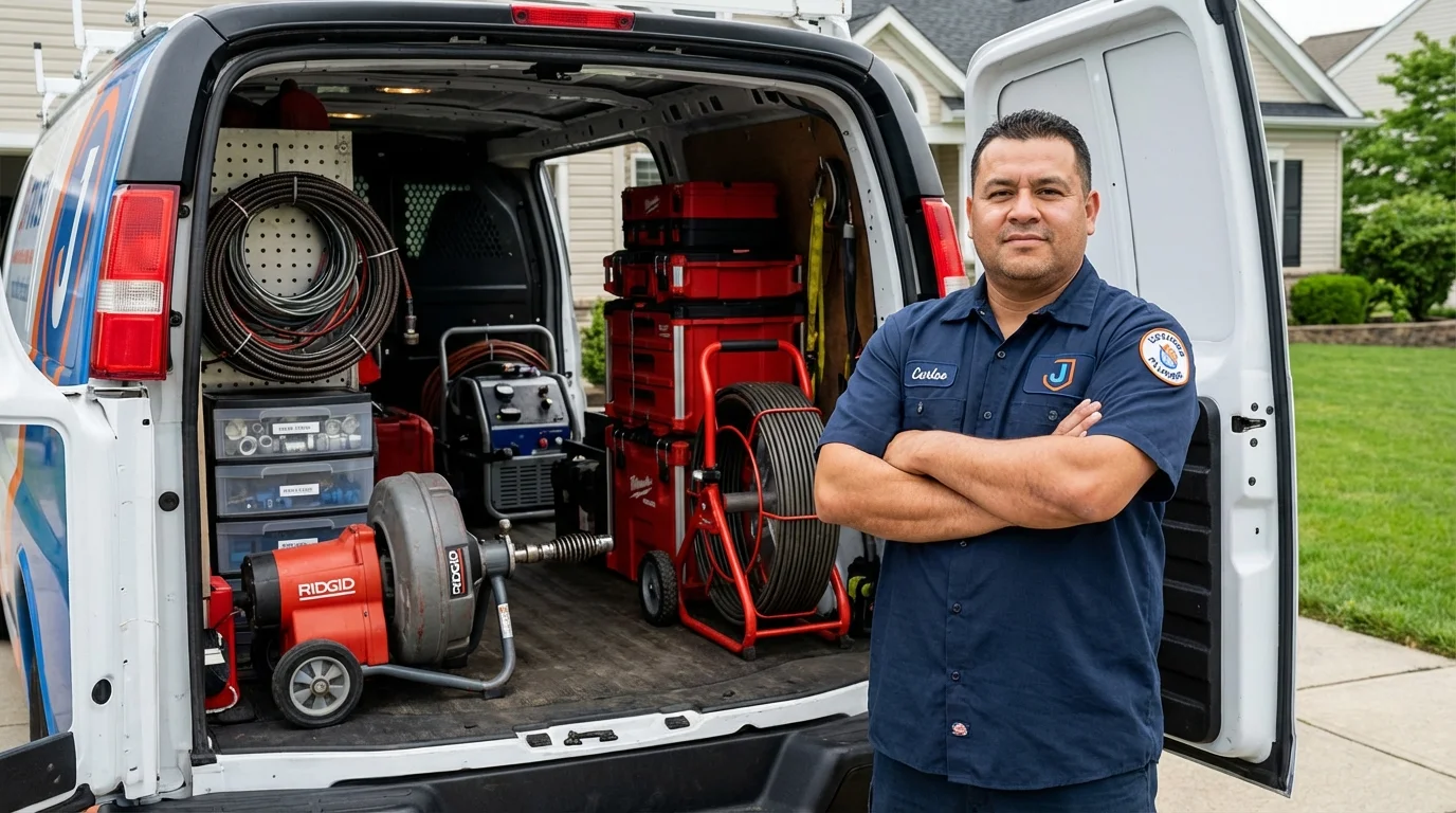 Professional drain cleaning equipment and Johns Plumbing LLC plumber in Burkburnett
