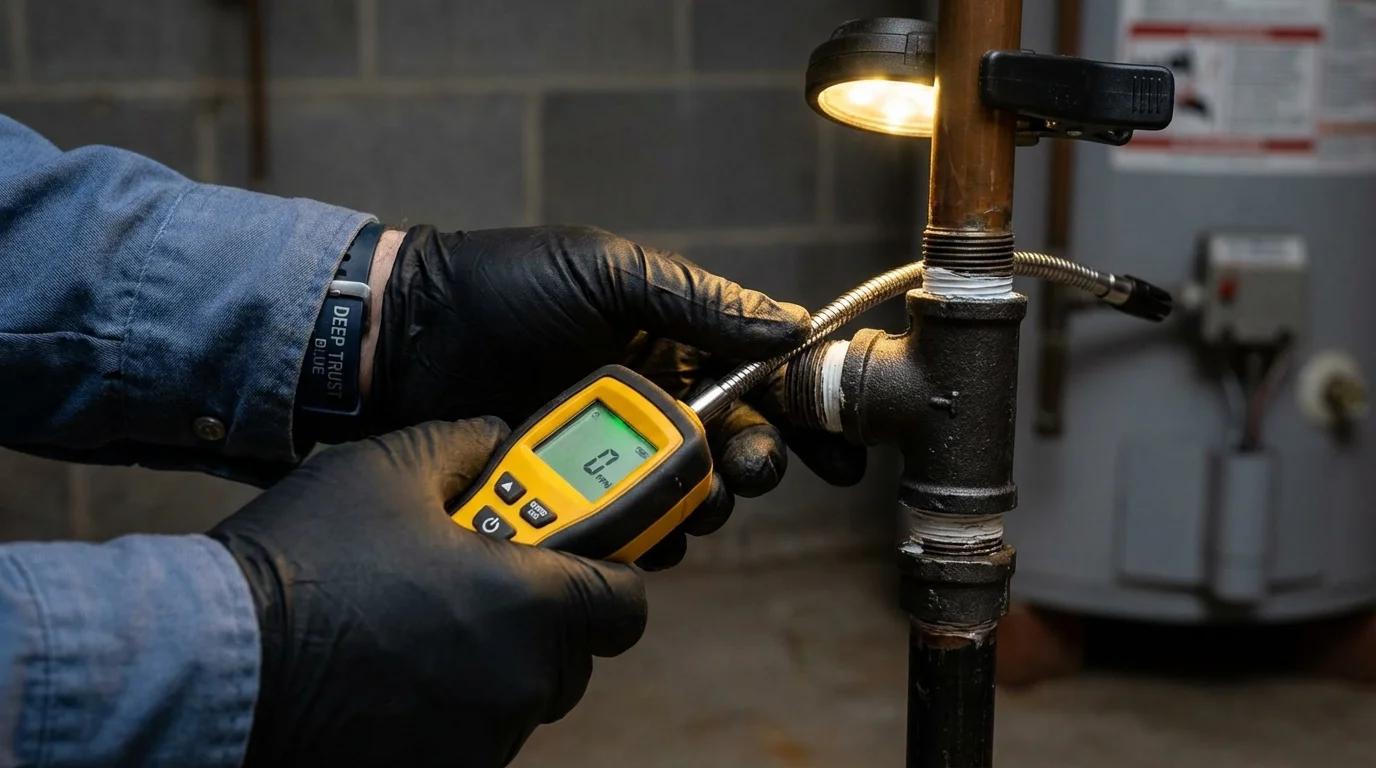 Gas leak detection with electronic sniffer by Johns Plumbing LLC in Burkburnett