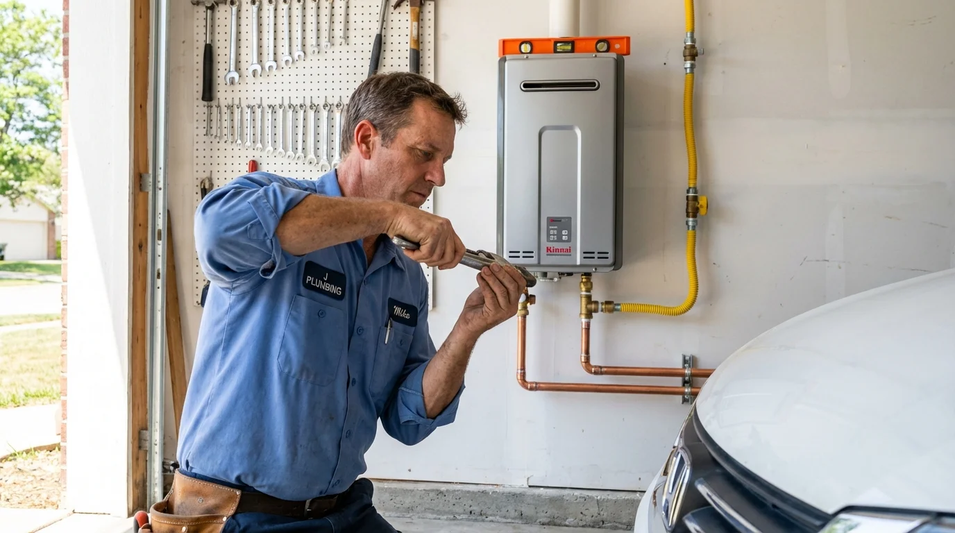 Tankless water heater installation by a Johns Plumbing LLC plumber in Burkburnett